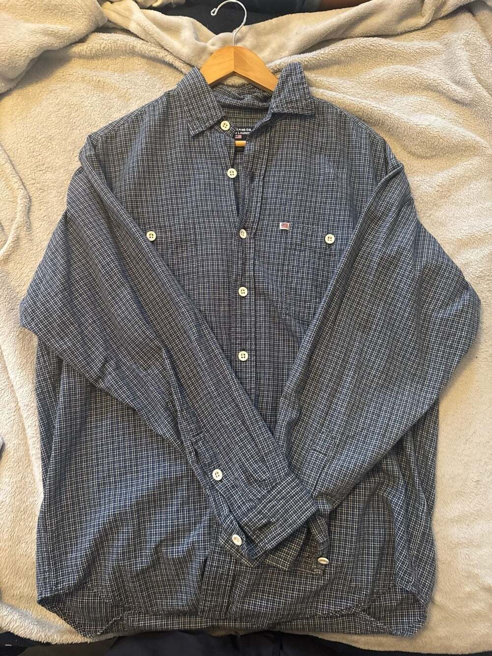 Vintage Polo Jeans Co. Ralph Lauren Navy Plaid Button Down Shirt Size L